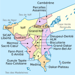 City of Dakar, divided into 19 communes d'arrondissement