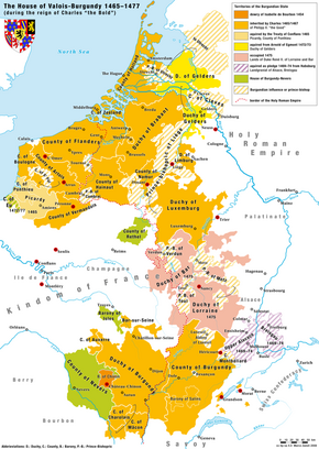 The Burgundian State at its greatest extent, under Charles the Bold