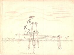 A sketch of a treadle pump .