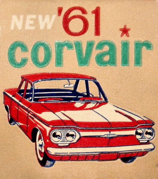 File:"NEW '61 CORVAIR" car art detail, 1961 - Ed Newman Chevrolet - Matchcover - Allentown PA (cropped).jpg