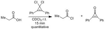 Formation of acid chloride by cyclopropenium derivative