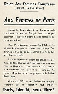 French writing on a printed leaflet