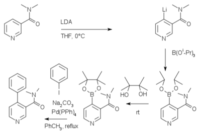 Directed ortho metalation-boronation and Suzuki-Miyaura cross coupling of pyridine derivatives