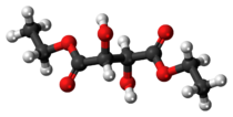 Ball-and-stick model of the diethyl tartrate molecule