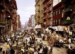 Photograph of a busy street scene