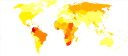 Violence world map - DALY - WHO2004.svg
