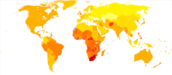Asthma world map - DALY - WHO2004.svg