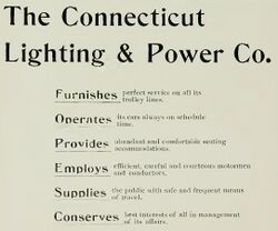 Connecticut Lighting and Power Company ad in Official souvenir and program of the dedication of the Soldiers' monument, New Britain, Conn., September 19, 1900 (IA officialsouvenir00ring) (page 62 crop).jpg