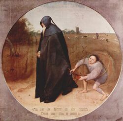 Painting "The Misanthrope" by Pieter Bruegel the Elder