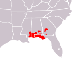 Sarracenia leucophylla range.png