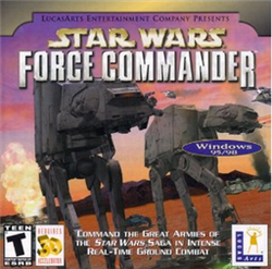 The game's cover art features two AT-AT walkers. In the distance a fiery explosion depicts recent destruction. The game's title is listed at the top, and various other logos litter the bottom of the image. Mid-right, the words "Windows 95/98" are shown.