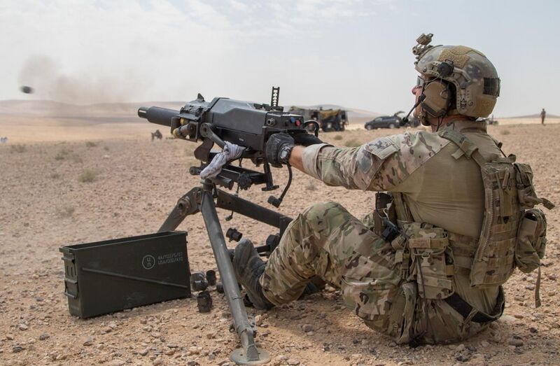 File:U.S. Army Special Operations Command Soldier Fires Mk 47 Striker during Joint Forces live-fire range in Amman, Jordan, Aug 28, 2019.jpg