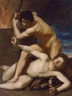 Bartolomeo Manfredi - Cain Kills Abel, c. 1600, Kunsthistorisches Museum (Vienna).jpg