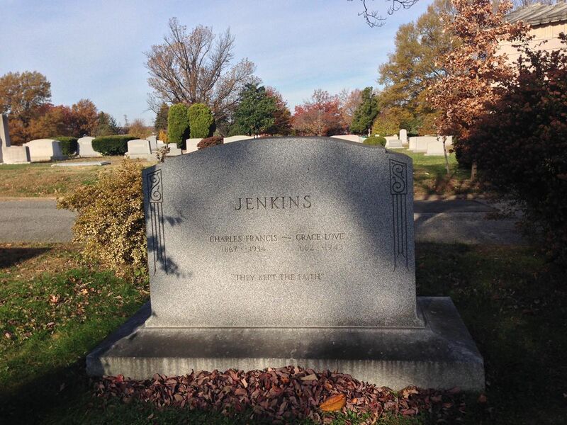 File:Charles Francis Jenkins tombstone at Rock Creek Cemetery, DC.JPG