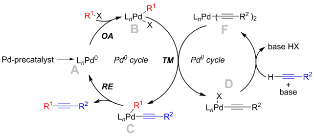 Mechanism for the Cu-free Sonogashira reaction.[13][14]