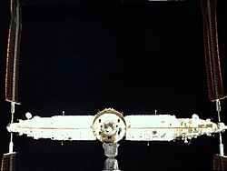 Rear view of Tiangong Space Station, taken by Tianzhou cargo spacecraft ahead of docking.