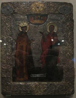 Catherine and Paraskeva (16th c., Pskov museum).jpg