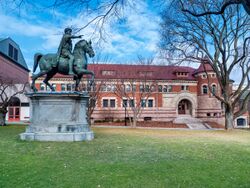 Marcus Aurelius statue and Lyman Hall at Brown University.jpg