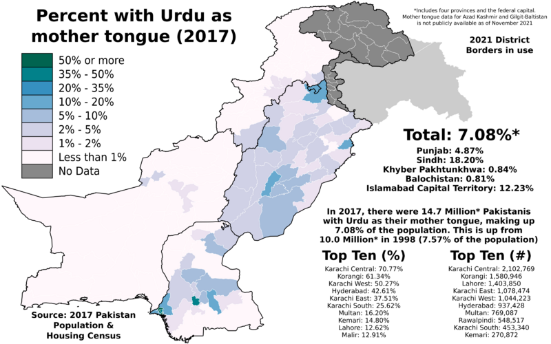 File:Urdu-speakers by Pakistani District - 2017 Census.svg
