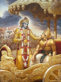 Bhagavad-Gita's revelation- Krishna tells the Gita to Arjuna.jpg