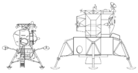 A drawing of the Apollo LM and Soviet LK landers