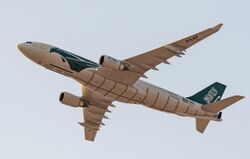 RSAF (Royal Saudi Air Force) jet in special livery for the 88th National Day Celebrations (45102386761).jpg