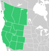 Symphyotrichum eatonii distribution map: Canada — Alberta, British Columbia, and Saskatchewan; US — Arizona, California, Colorado, Idaho, Montana, Nevada, New Mexico, Oregon, Utah, Washington, and Wyoming.