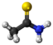 Ball-and-stick model of the thioacetamide molecule