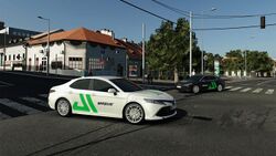 A street view created by aiMotive's ISO26262 certified, ASIL-D simulator, aiSim