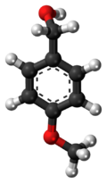 Ball-and-stick model of the anisyl alcohol molecule