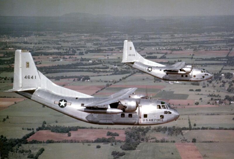 File:C-123B in flight over US 1950s.jpg