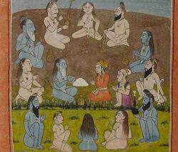 Janamsakhi painting showing Guru Nanak's dialogue with Sant Ren during the Sacha Sauda episode.jpg