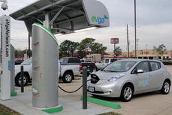 Nissan LEAF charging on an EVgo charger