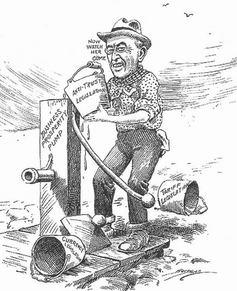 File:Woodrow Wilson Priming the Prosperity Pump, 1914 political cartoon by Berryman.jpg