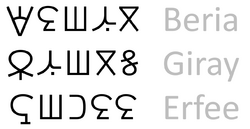 Zaghawa or Beria script, Beria Giray Erfe.png