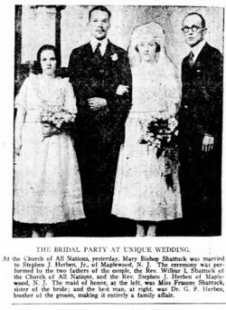 Black and white newspaper photograph and caption