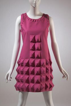 1968 Pierre Cardin dress, pink heat moulded Dynel.jpg