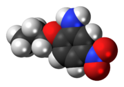 Space-filling model of the 5-nitro-2-propoxyaniline molecule