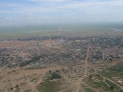 Aerial photo of Aweil (2007). The area has undergone significant development in the following years.