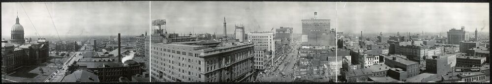 Panoramic view of Downtown Indianapolis in 1914