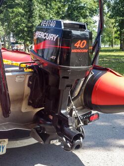 Picture of an outboard jet motor.