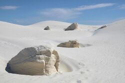 Yardangs in dunes, White Sands National Park, New Mexico, United States.jpg