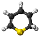 Ball-and-stick model of the 1,2-thiapyran molecule