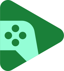 Green gamepad inside of a green triangle, used to distinguish Google Play Games