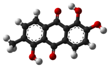 Ball-and-stick model of morindone