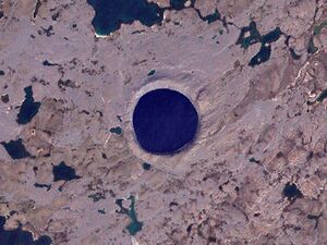 Image of Pingualuit Crater from Landsat 7 satellite image