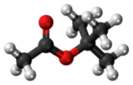 Ball-and-stick model of the tert-butyl acetate molecule