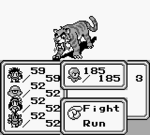 A black-and-white screenshot of 2D gameplay, with stylized enemy characters visible in the top half and the user interface in the bottom half.