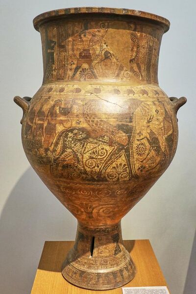 File:Large Cycladic krater (7th cent. B.C.) in the National Archaeological Museum on 21 June 2018.jpg
