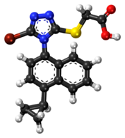 Lesinurad ball-and-stick model.png